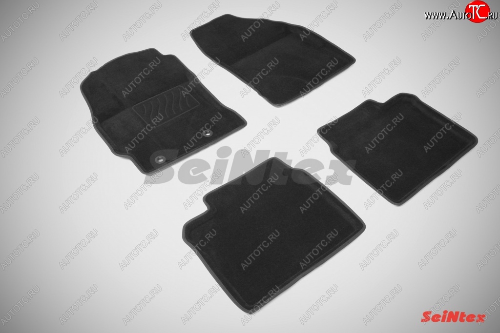 4 799 р. Износостойкие коврики в салон SeiNtex Premium 3D 4 шт. (ворсовые, черные) Toyota Corolla E180 дорестайлинг (2013-2016)