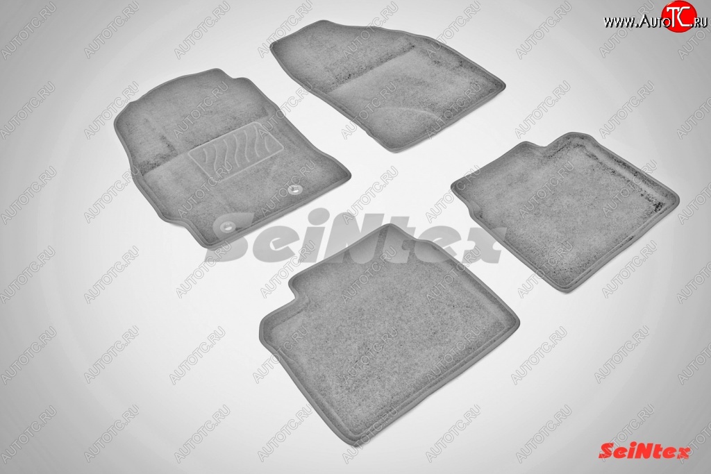 4 099 р. Износостойкие коврики в салон SeiNtex Premium 3D 4 шт. (ворсовые, серые) Toyota Corolla E180 дорестайлинг (2013-2016)