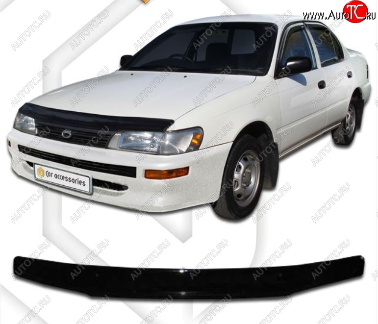 1 989 р. Дефлектор капота CA-Plastiс Toyota Corolla E110 седан дорестайлинг (1991-1995) (Classic черный, Без надписи)