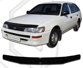 1 989 р. Дефлектор капота (E100, 103) CA-Plastiс Toyota Corolla E110 универсал дорестайлинг (1997-2000) (Classic черный, Без надписи). Увеличить фотографию 1