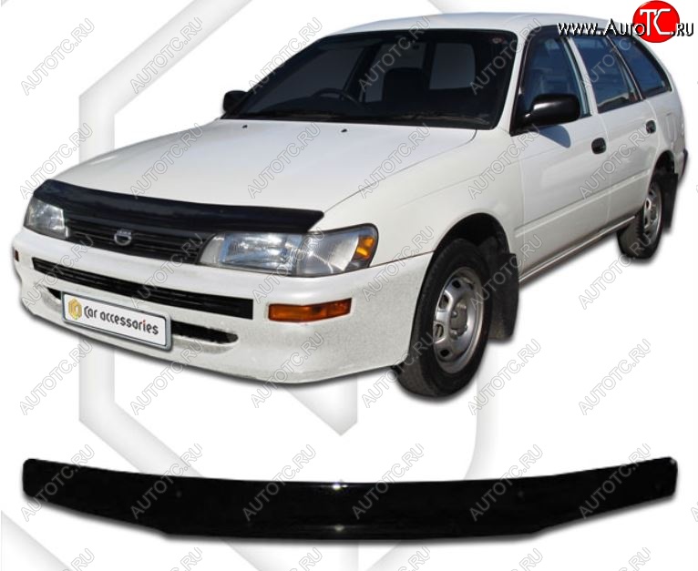1 989 р. Дефлектор капота (E100, 103) CA-Plastiс Toyota Corolla E110 универсал дорестайлинг (1997-2000) (Classic черный, Без надписи)