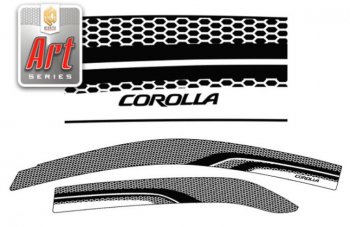2 349 р. Дефлектора окон CA-Plastic  Toyota Corolla  E150 (2009-2013) (Серия Art черная, Без хром.молдинга, Крепление только на скотч). Увеличить фотографию 2