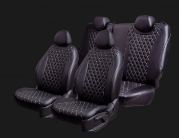 Чехлы для сидений Lord Autofashion Байрон (экокожа, 60/40, подлокотник, 2 П- и 1 Г-образных подголовника) Toyota Corolla E170 дорестайлинг (2012-2016)