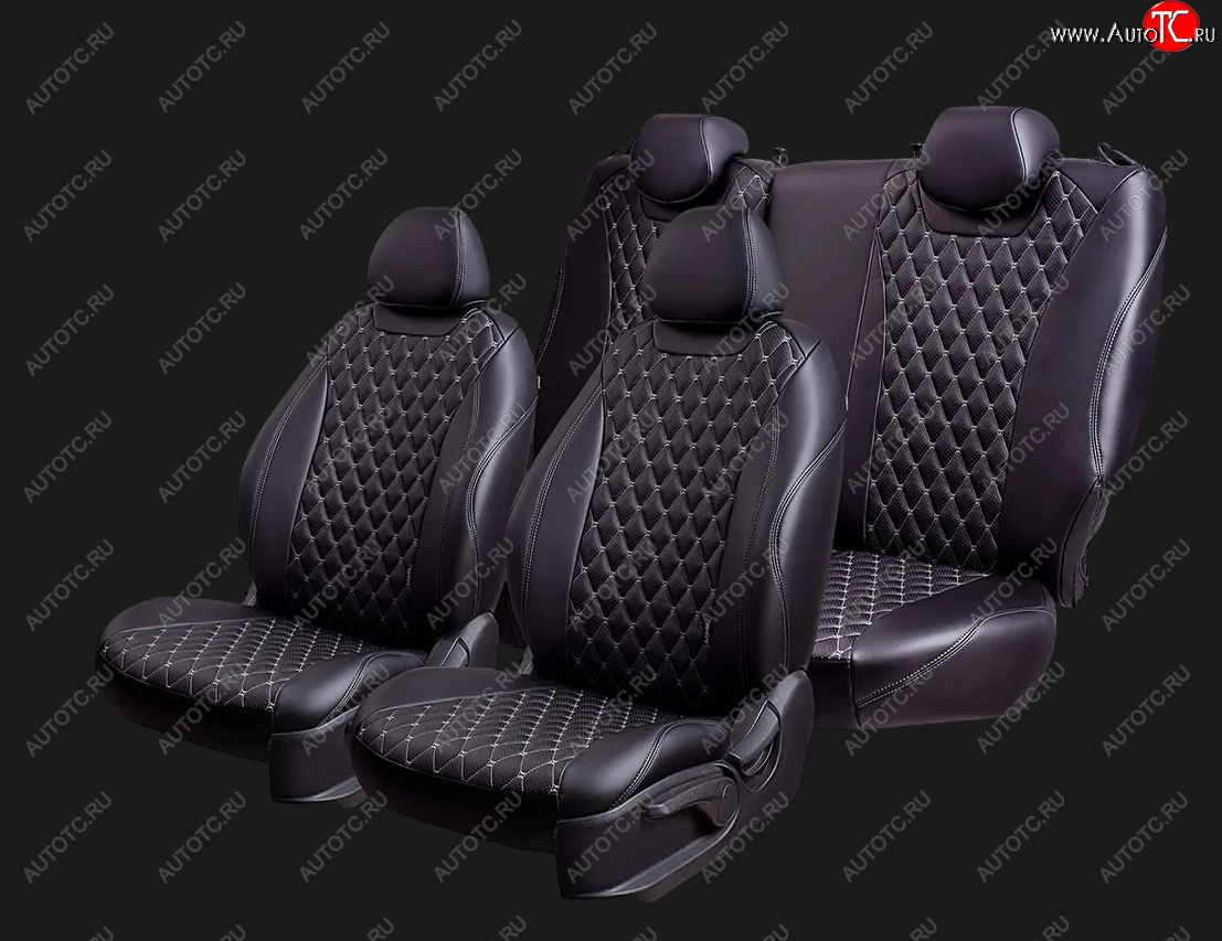 16 999 р. Чехлы для сидений Lord Autofashion Байрон (экокожа, 60/40, подлокотник, 2 П- и 1 Г-образных подголовника)  Toyota Corolla  E170 (2012-2019) (Черный, вставка черная, строчка серая)