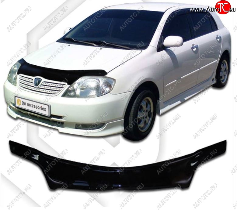 2 259 р. Дефлектор капота CA-Plastiс  Toyota Allex  E12# (2002-2004) (Classic черный, Без надписи)