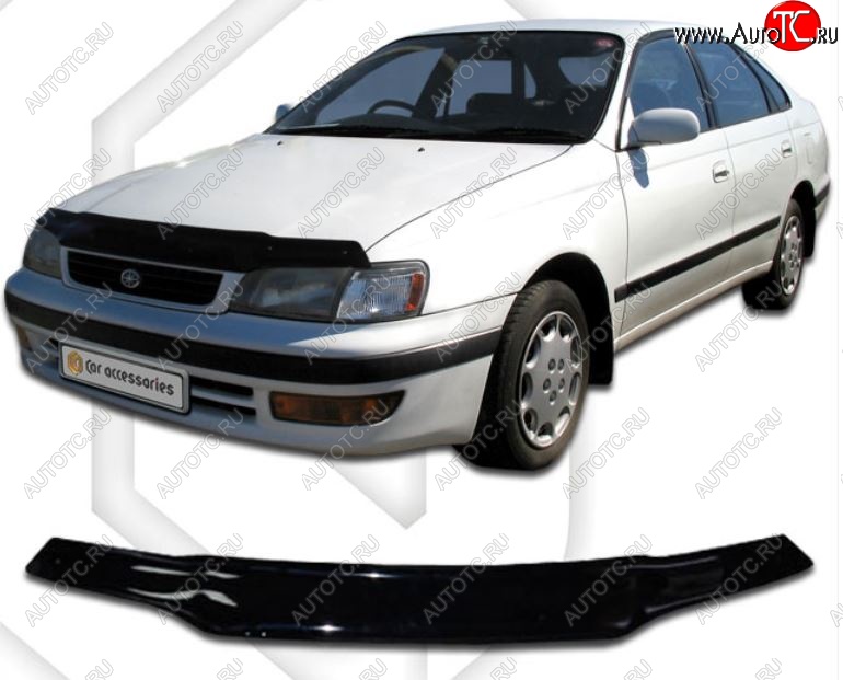 2 079 р. Дефлектор капота CA-Plastiс Toyota Corona T190 седан дорестайлинг (1992-1994) (Classic черный, Без надписи)