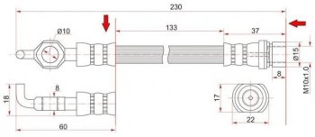 Тормозной шланг SAT (левый/правый)  Estima  XR10,XR20, Estima Emina  XR10, XR20