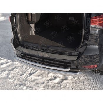 2 199 р. Накладка на задний бампер (лист нерж зеркальный) Russtal  Toyota Fortuner  AN160 (2015-2020). Увеличить фотографию 2