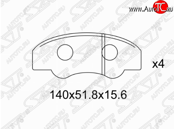 1 199 р. Комплект задних тормозных колодок SAT Toyota Fortuner AN160 дорестайлинг (2015-2020)