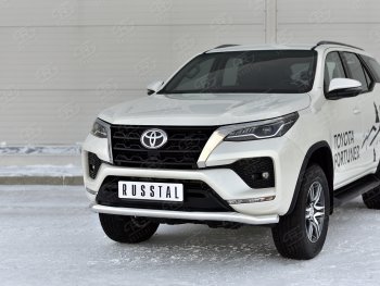 16 999 р. Защита переднего бампера (Ø63 мм, нержавейка) SLITKOFF  Toyota Fortuner  AN160 (2020-2024) рестайлинг. Увеличить фотографию 2