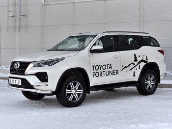 16 999 р. Защита переднего бампера (Ø63 мм, нержавейка) SLITKOFF  Toyota Fortuner  AN160 (2020-2024) рестайлинг. Увеличить фотографию 3