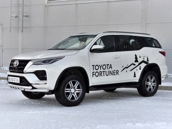 24 999 р. Защита переднего бампера (Ø63 мм с клыками, нержавейка) SLITKOFF  Toyota Fortuner  AN160 (2020-2024) рестайлинг. Увеличить фотографию 3