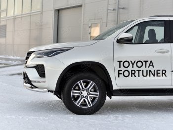 24 999 р. Защита переднего бампера (Ø63 мм с клыками, нержавейка) SLITKOFF  Toyota Fortuner  AN160 (2020-2024) рестайлинг. Увеличить фотографию 4