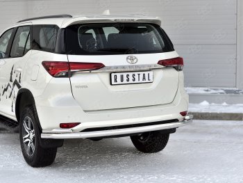 18 599 р. Защита заднего бампера (2 трубы Ø63 и 42 мм, нержавейка) SLITKOFF  Toyota Fortuner  AN160 (2020-2024) рестайлинг. Увеличить фотографию 2