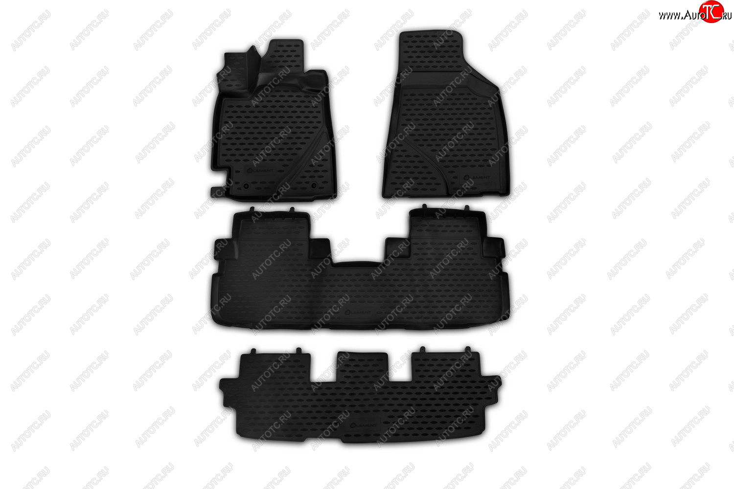 2 399 р. Комплект ковриков салона (чёрные, полиуретан) Element  Toyota Highlander  XU40 (2010-2013) (Чёрные)