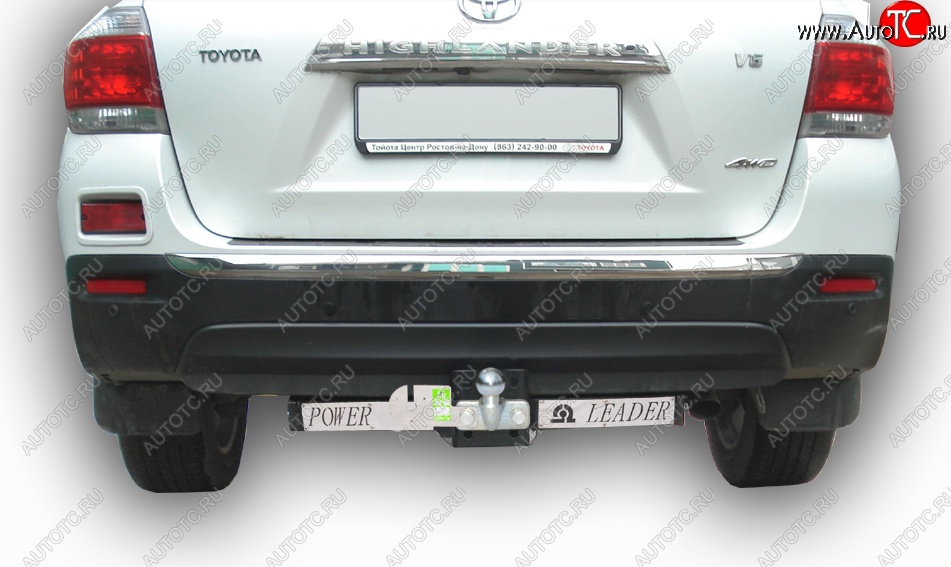 12 499 р. Фаркоп Лидер Плюс (съемный шар тип F, с нержавеющей пластиной)  Toyota Highlander  XU40 (2010-2013) (Без электропакета)