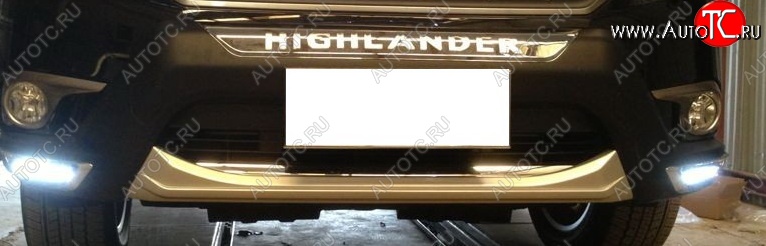 6 549 р. Накладка на передний бампер LED Toyota Highlander XU50 дорестайлинг (2013-2017) (Неокрашенная)