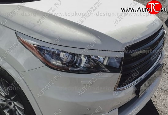 2 199 р. Реснички на фары TopKontur Design Toyota Highlander XU50 дорестайлинг (2013-2017) (Неокрашенные)
