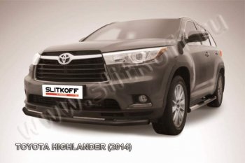 8 799 р. защита переднего бампера Slitkoff  Toyota Highlander  XU50 (2013-2017) (Цвет: серебристый). Увеличить фотографию 1