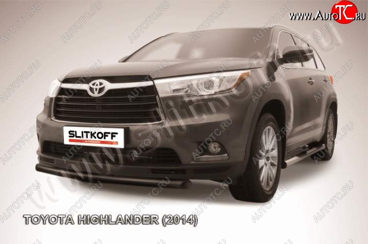 7 199 р. защита переднего бампера Slitkoff  Toyota Highlander  XU50 (2013-2017) (Цвет: серебристый)