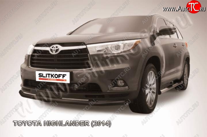 8 799 р. защита переднего бампера Slitkoff  Toyota Highlander  XU50 (2013-2017) (Цвет: серебристый)