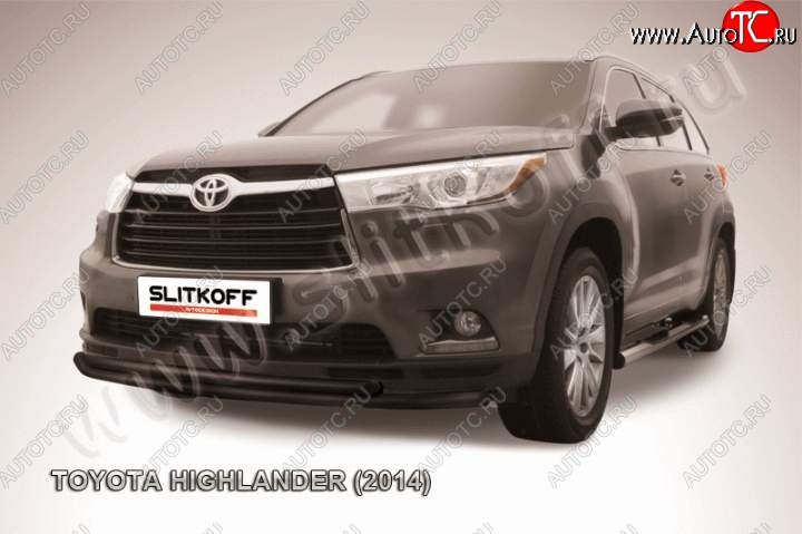 9 599 р. защита переднего бампера Slitkoff  Toyota Highlander  XU50 (2013-2017) (Цвет: серебристый)
