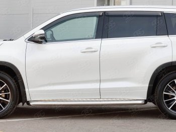 25 699 р. Порожки для ног (Ø63) Russtal  Toyota Highlander  XU50 (2013-2017) (лист - алюминий, профиль - нержавейка). Увеличить фотографию 3