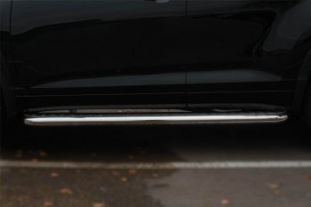 32 649 р. Порожки для ног (Ø63) Russtal  Toyota Highlander  XU50 (2013-2017) (лист - нержавейка, профиль - нержавейка). Увеличить фотографию 1