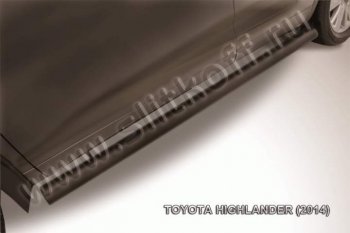 10 999 р. Защита порогов Slitkoff  Toyota Highlander  XU50 (2013-2017) (Цвет: серебристый). Увеличить фотографию 1