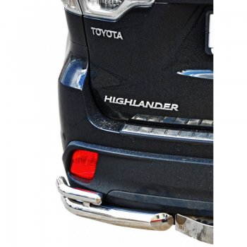 24 999 р. Защита заднего бампера ТехноСфера (Техно Сфера) (нержавейка, уголки двойные, 63.5 mm)  Toyota Highlander  XU50 (2013-2017). Увеличить фотографию 1