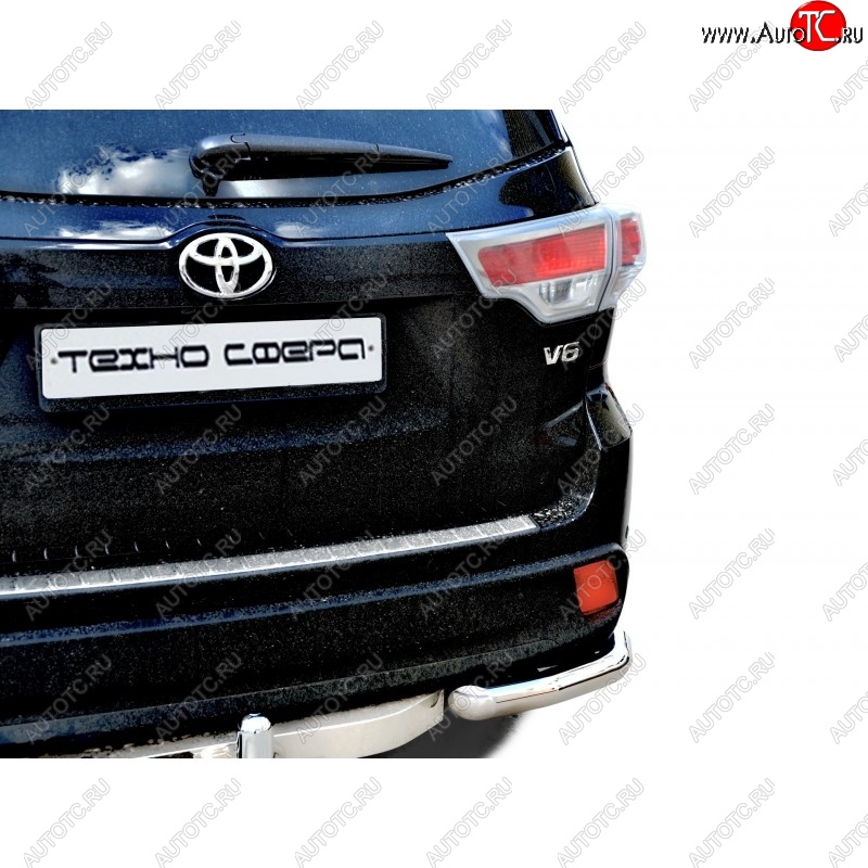 7 449 р. Защита заднего бампера ТехноСфера (Техно Сфера) (Сталь с покрытием, уголки, 63.5 mm)  Toyota Highlander  XU50 (2013-2017) (цвет: Серебристый)