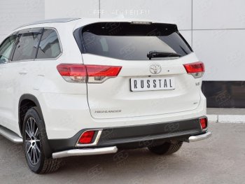 14 599 р. Защита заднего бампера (Ø63 мм уголки, нержавейка) Russtal  Toyota Highlander  XU50 (2013-2017). Увеличить фотографию 1