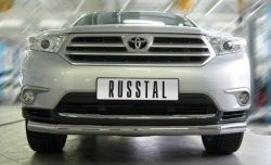 15 649 р. Одинарная защита переднего бампера диаметром 76 мм (рестайлинг) Russtal  Toyota Highlander  XU40 (2010-2013). Увеличить фотографию 2