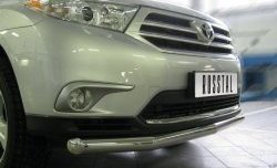15 649 р. Одинарная защита переднего бампера диаметром 76 мм (рестайлинг) Russtal  Toyota Highlander  XU40 (2010-2013). Увеличить фотографию 1