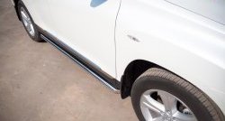 13 299 р. Защита порогов из круглой трубы диаметром 76 мм (рестайлинг) Russtal  Toyota Highlander  XU40 (2010-2013) (Защита порогов с со скосами на торцах (вариант 1)). Увеличить фотографию 3