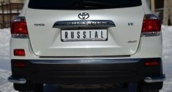 Защита заднего бампера (Ø63 мм уголки, нержавейка) Russtal Toyota Highlander XU40 рестайлинг (2010-2013)