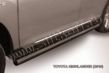 10 249 р. Защита порогов Slitkoff  Toyota Highlander  XU40 (2010-2013) (Цвет: серебристый). Увеличить фотографию 1
