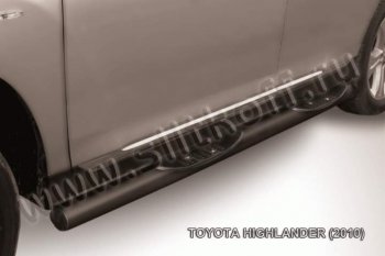 12 349 р. Защита порогов Slitkoff  Toyota Highlander  XU40 (2010-2013) (Цвет: серебристый). Увеличить фотографию 1