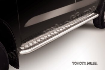 17 949 р. Широкая защита порогов из труб d57 с листом Slitkoff  Toyota Hilux  AN20,AN30 (2011-2016) (Полированная сталь ). Увеличить фотографию 1