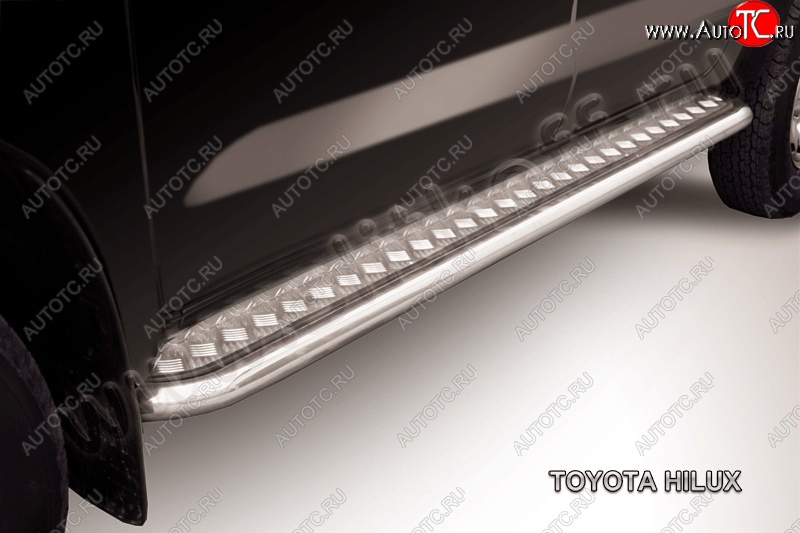 17 949 р. Широкая защита порогов из труб d57 с листом Slitkoff  Toyota Hilux  AN20,AN30 (2011-2016) (Полированная сталь )