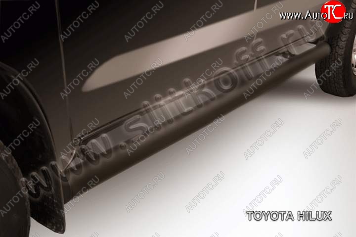 10 249 р. Защита порогов Slitkoff Toyota Hilux AN20,AN30  2-ой рестайлинг (2011-2016) (Цвет: серебристый)
