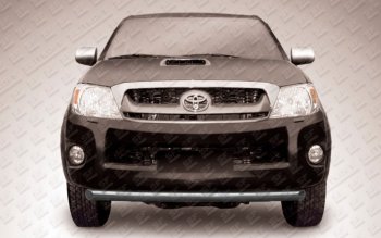 7 199 р. Защита переднего бампера Slitkoff (Ø 57, радиусная).  Toyota Hilux  AN20,AN30 (2011-2016) (Сталь с полимерным покрытием. Цвет: черный). Увеличить фотографию 1
