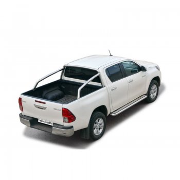 8 999 р. Защита порогов ТехноСфера (Техно Сфера) (Сталь с покрытием, с алюминиевым листом, d63.5 mm)  Toyota Hilux  AN120 (2016-2020) (цвет: Серебристый). Увеличить фотографию 1