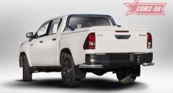 Защита заднего бампера из боковых уголков Souz-96 (d76) Toyota Hilux AN120 дорестайлинг (2016-2020)