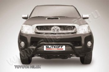 17 549 р. Кенгурятник d57 низкий широкий мини Slitkoff  Toyota Hilux  AN10,AN20 (2008-2011) (Цвет: серебристый). Увеличить фотографию 1