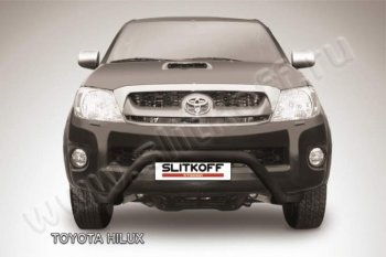 19 599 р. Кенгурятник d76 низкий широкий мини Slitkoff  Toyota Hilux  AN10,AN20 (2008-2011) (Цвет: серебристый). Увеличить фотографию 1