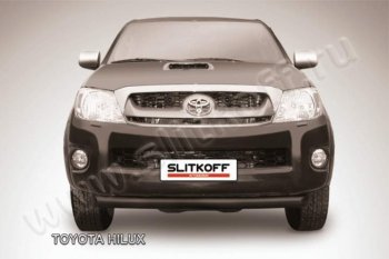 7 999 р. Защита переднего бампера из трубы d76 Slitkoff (радиусная)  Toyota Hilux  AN10,AN20 (2008-2011) (Цвет: серебристый). Увеличить фотографию 1