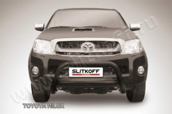 18 749 р. Кенгурятник d76 низкий Slitkoff  Toyota Hilux  AN10,AN20 (2008-2011) (Цвет: серебристый). Увеличить фотографию 1
