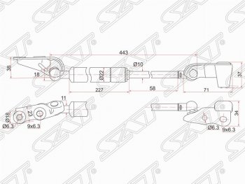 1 339 р. Правый газовый упор крышки багажника SAT Toyota Ipsum ACM20 дорестайлинг (2001-2003). Увеличить фотографию 1