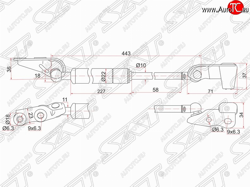 1 339 р. Правый газовый упор крышки багажника SAT Toyota Ipsum ACM20 дорестайлинг (2001-2003)